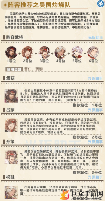 三国志幻想大陆吴国烧烤队玩法指南，灼烧队阵容搭配技巧