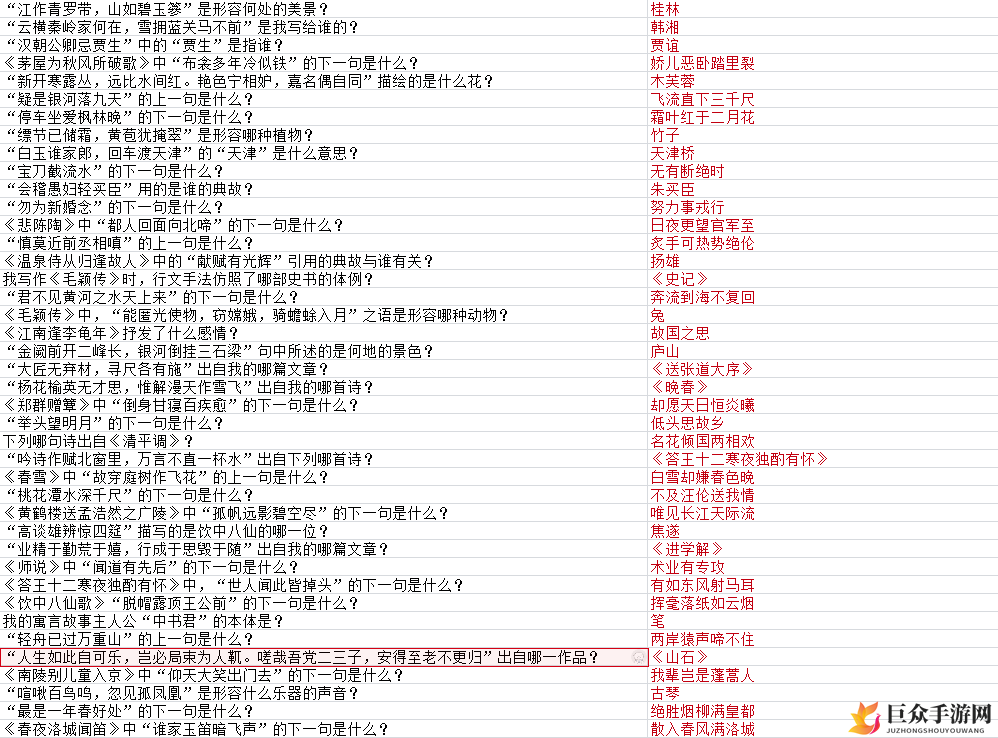 墨魂韩愈联诗答案汇总 韩愈联诗攻略大全
