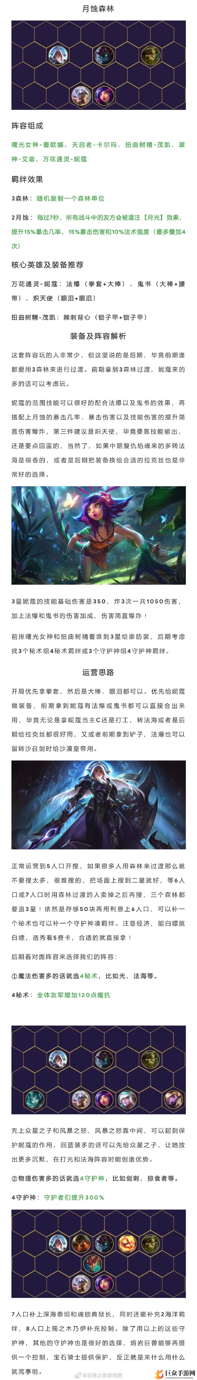 云顶之弈巅峰森林战队，搭配攻略详尽解析