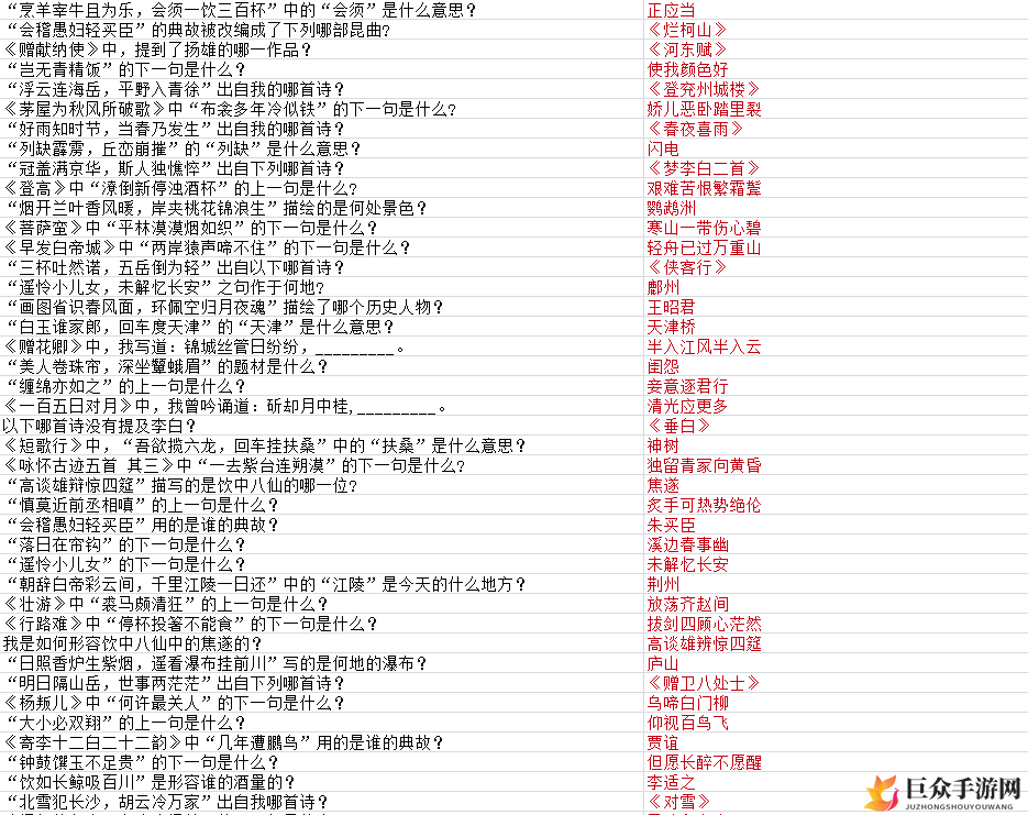 墨魂杜甫联诗题库答案大全 杜甫联诗攻略汇总