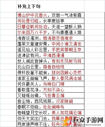 墨魂李白联诗题库大全 最新联诗题库汇总